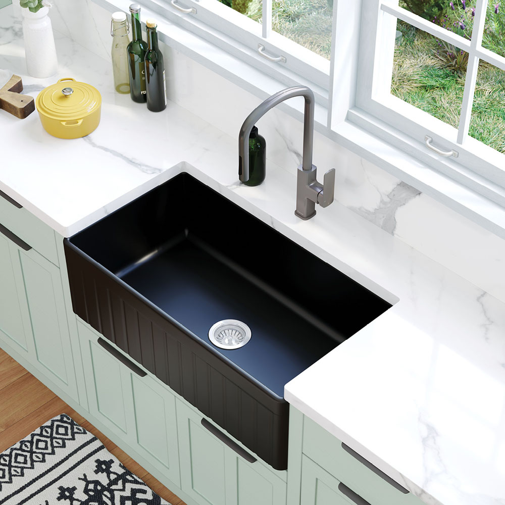 Benson Single Butler Sink Large, Matte Black, 70L - Image 5
