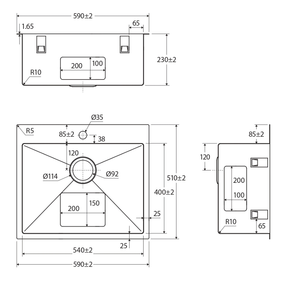 Hana Laundry Sink No Overflow, Brushed Stainless Steel, 50L - Image 3