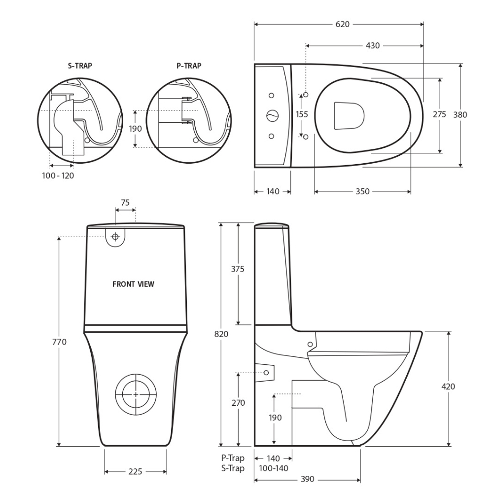 Fienza Rak Cloud Wall Hung Toilet Pans - White - Image 3