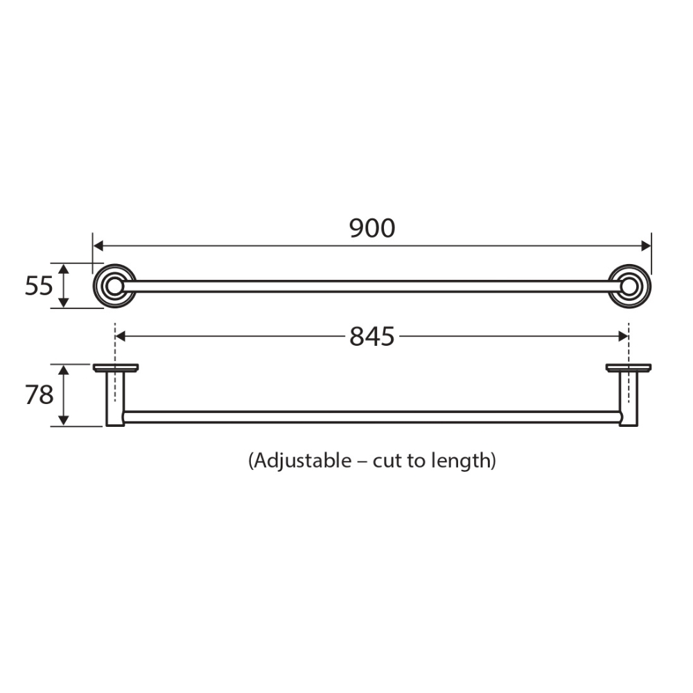 Kaya Single Towel Rail 900mm - Image 4