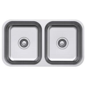 Tiva 785 Double Kitchen Sink, Polished Stainless Steel