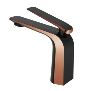 Esperia Brass Matt Black & Rose Gold Basin Mixer Tap Short Bathroom Tap