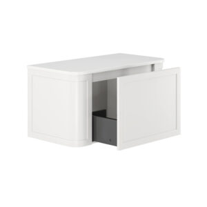 Mila Curved Shaker Wall Hung Cabinet, Satin White, 900mm