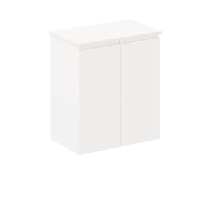 Siska Ensuite Depth Wall Hung Cabinet, Satin White, 600mm