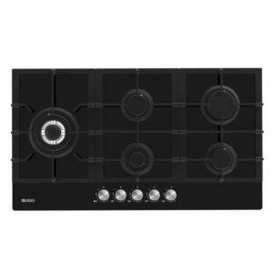 Dilusso Gas Cooktop - 900mm Black Glass Side Wok Burner