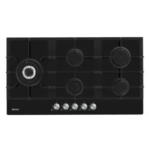 Dilusso Gas Cooktop - 900mm Black Glass Side Wok Burner