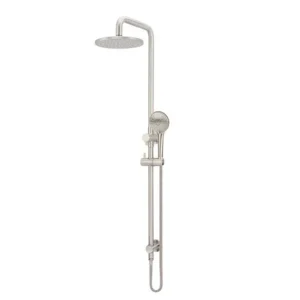 3 Function Shower Column Round Rail Set 200mm - Brushed Nickel