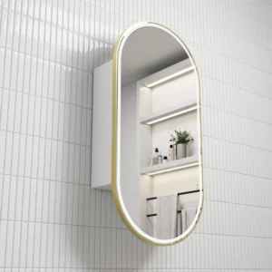 Crystal Full LED Shaving Cabinet - Brushed Gold