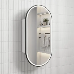 Crystal Full LED Shaving Cabinet - Matte Black