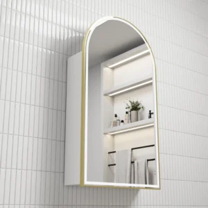 Crystal LED Shaving Cabinets – Brushed Gold