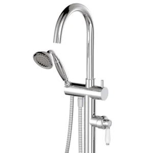 Eleanor Bath Hand Shower With White Handel - Polished Chrome