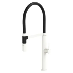 Fienza Kaya Pull Down Sink Mixer - Matte White + Black