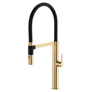 Fienza Kaya Pull Down Sink Mixer - PVD Urban Brass + Black
