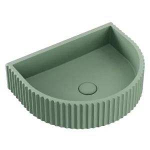 Fienza Valentina Fluted Arch Concrete Wall Hung Basin - Sage