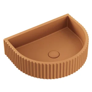 Fienza Valentina Fluted Arch Concrete Wall Hung Basin - Tuscan