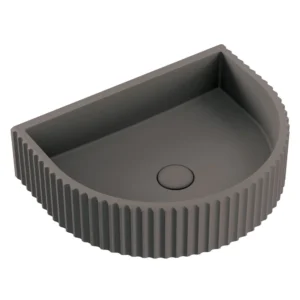Fienza Valentina Fluted Arch Concrete Wall Hung Basin - Warm Grey