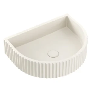 Fienza Valentina Fluted Arch Concrete Wall Hung Basin - Warm White