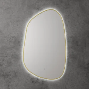 LED Mirror With Framed - Brushed Gold