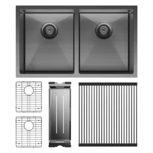 Hana Double Kitchen Sink, 27l, 27l - PVD Carbon Metal