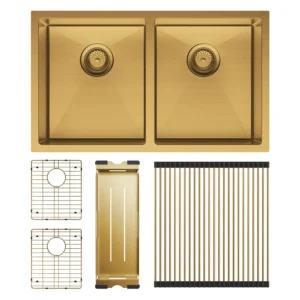 Hana Double Kitchen Sink, 27l, 27l - PVD Rugged Brass