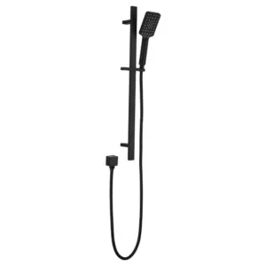 Square Head Single Shower Rail - Black