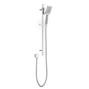 Square Head Single Shower Rail - Chrome