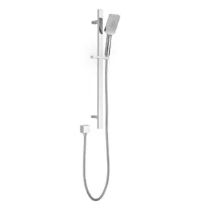 Square Head Single Shower Rail - Chrome