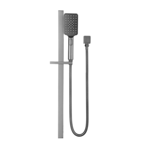 Square Head Single Shower Rail - Gun metal