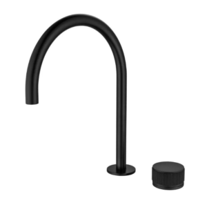 Bellavista Mica Fluted Gooseneck Hob Sink Basin Mixer Set - Black
