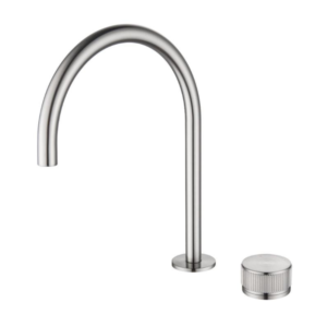 Bellavista Mica Fluted Gooseneck Hob Sink Basin Mixer Set - Brushed Nickel