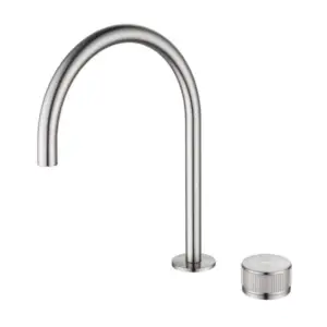 Bellavista Mica Fluted Gooseneck Hob Sink Basin Mixer Set - Brushed Nickel