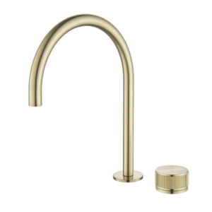 Bellavista Mica Fluted Gooseneck Hob Sink Basin Mixer Set - French Gold