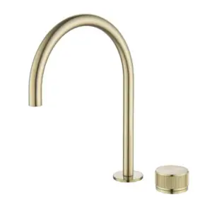 Bellavista Mica Fluted Gooseneck Hob Sink Basin Mixer Set - French Gold