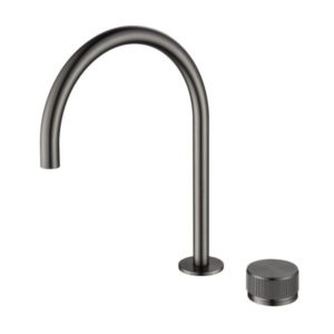 Bellavista Mica Fluted Gooseneck Hob Sink Basin Mixer Set - Gun Metal