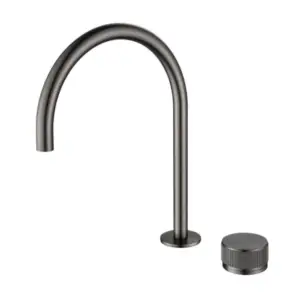 Bellavista Mica Fluted Gooseneck Hob Sink Basin Mixer Set - Gun Metal