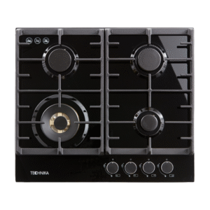Technika 60cm Black Glass Gas Cooktop TGC6GBK