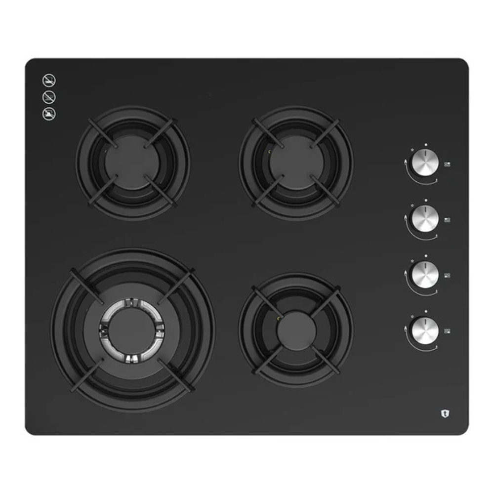 Tisira 60cm Black Glass Gas Cooktop - TGWF61G