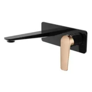 Zevo Wall Basin Mixer Set Z13WBRMB - Black and Gold