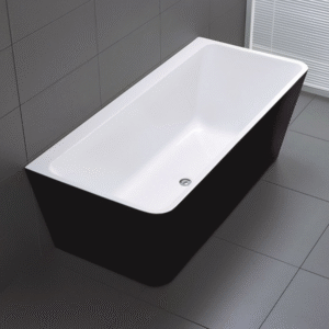 Florence Acrylic Back To Wall Bathtub In 345L - Black BTF1700