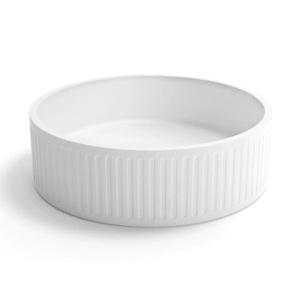 Round Concrete Fluted Basin - White