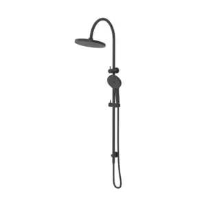 Meca Fluted Gooseneck Dual Shower Rail Black - DSH-R-6H-NR-BLK