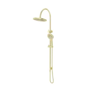Meca Fluted Gooseneck Dual Shower Rail French Gold - DSH-R-6H-NR-FG