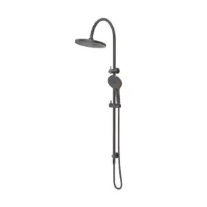 Meca Fluted Gooseneck Dual Shower Rail Gun Metal - DSH-R-6H-NR-GM