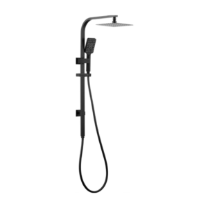 Taran Twin Shower On Rail Top Inlet Square 250mm Black - TSSTI-B10