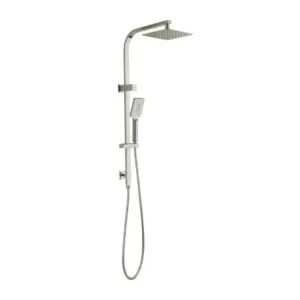 Taran Twin Shower On Rail Top Inlet Square 250mm Brushed Nickel - TSSTI-BN10