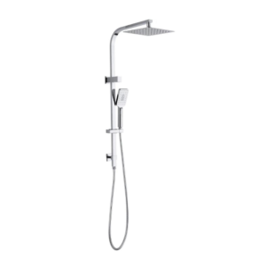 Taran Twin Shower On Rail Top Inlet Square 250mm Chrome - TSSTI-10