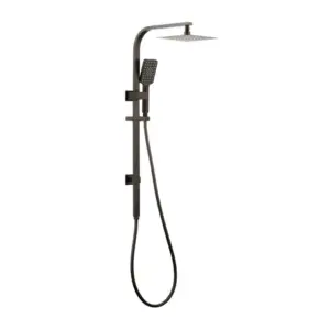 Taran Twin Shower On Rail Top Inlet Square 250mm Gun Metal - TSSTI-GM10