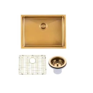 Kitchen Sink Round Corner Stainless Steel Single Bowl Gold - PPS-600G