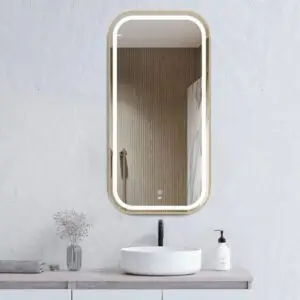 Led Newport Frame Tuffi Mirror Soft Square Gold Metal - LED-SQM9045B