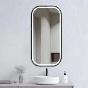 Led Newport Metal Frame Tuffi Mirror Soft Square Black - LED-SQM9045B